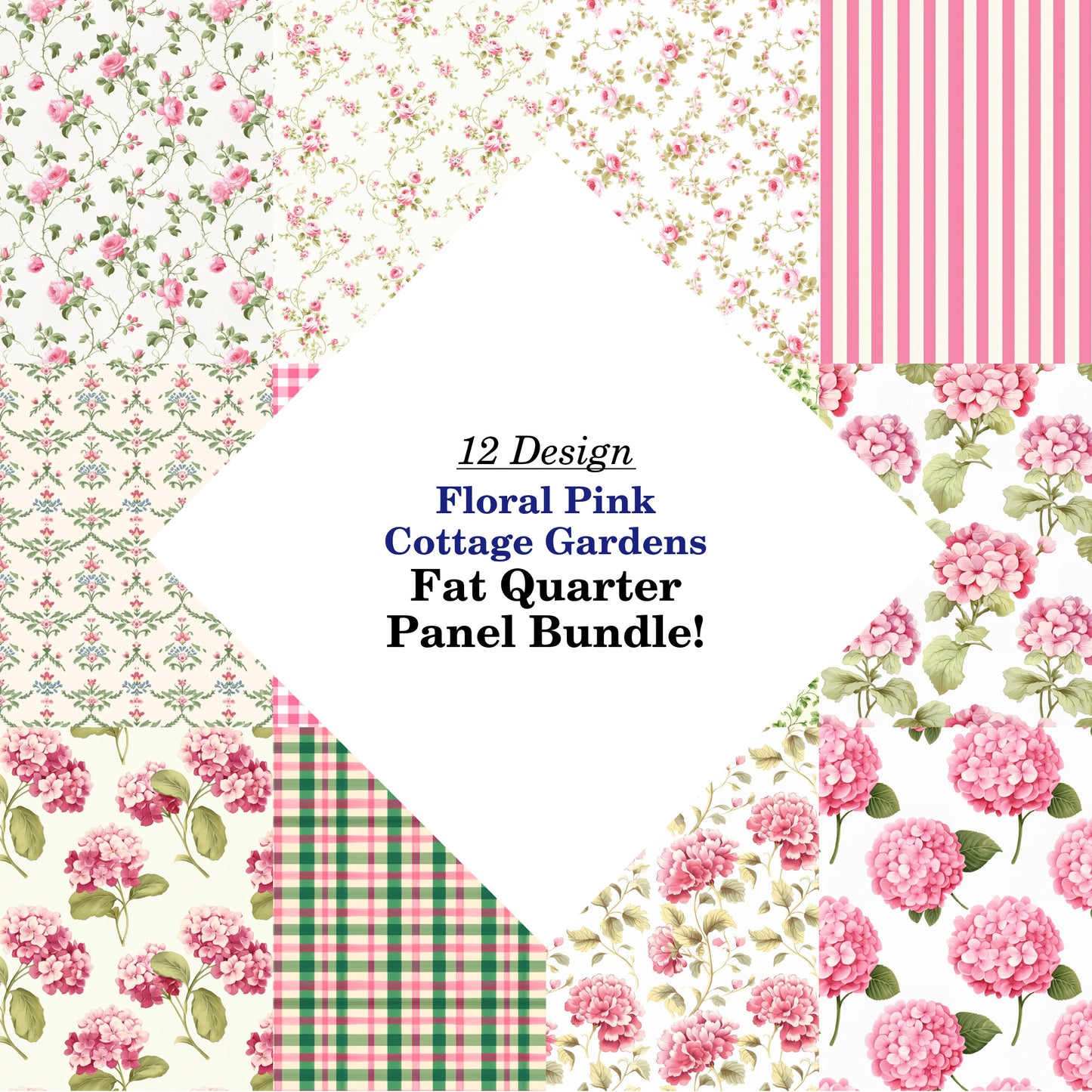 Floral Pink Cottage Gardens Fat Quarter Bundle