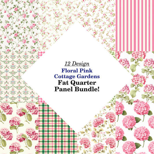 Floral Pink Cottage Gardens Fat Quarter Bundle