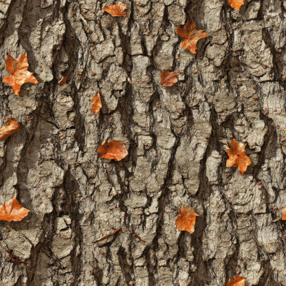 tree bark, autumn leaves, orange leaves, brown bark, textured bark, realistic camouflage, hunting camo, fall foliage, maple leaves, woodland pattern, outdoor theme, nature design, quilting cotton, fabric panel, earth tones, camouflage print, hunting fabric, seasonal autumn, rustic outdoor, natural textures
