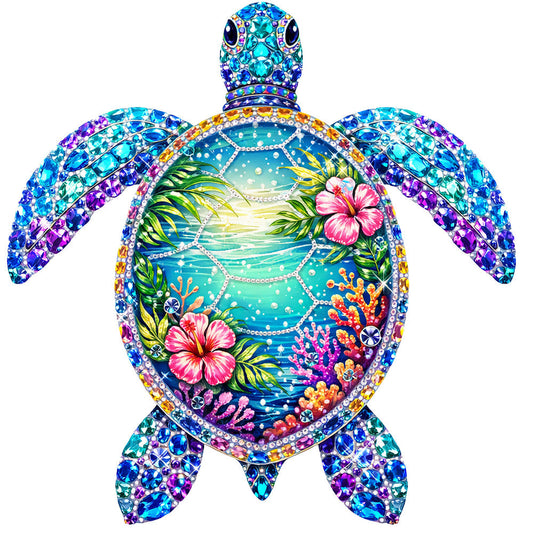 Jeweled Sea Turtle Fabric Panel 1