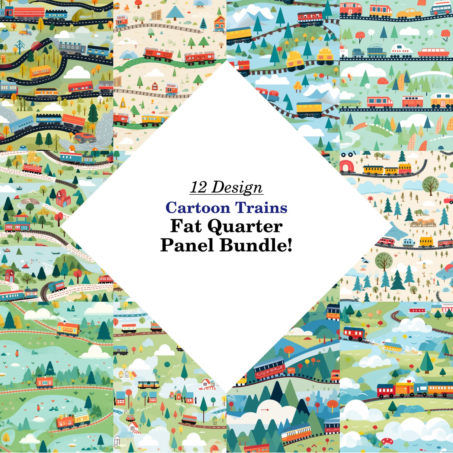 Cartoon Trains Fat Quarter Bundle