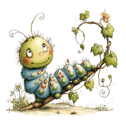 Whimsical Caterpillar Fabric Panel 34