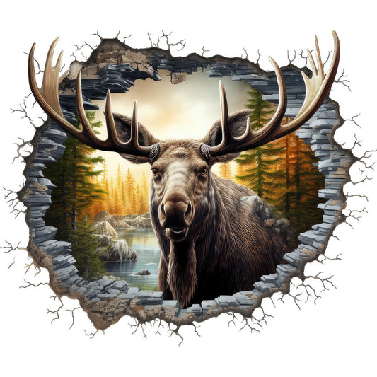 Moose Breaking Through Fabric Panel 4