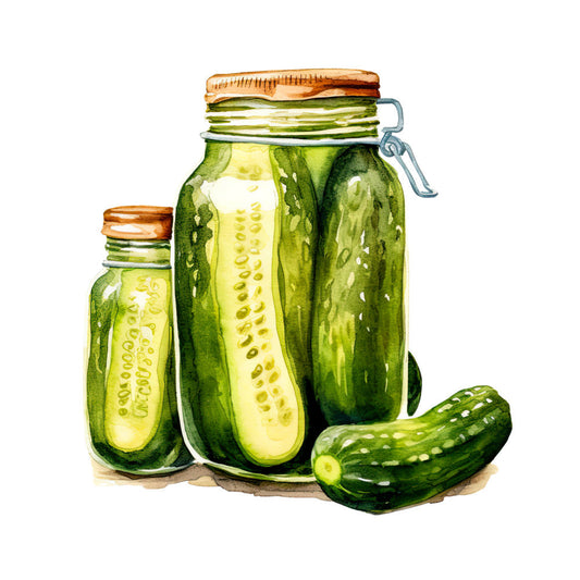 Watercolor Pickles in Jar Fabric Panel 8