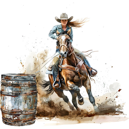 Cowgirls Barrel Racing Fabric Panel 8