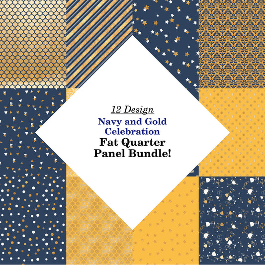 Navy and Gold Celebration Fat Quarter Bundle