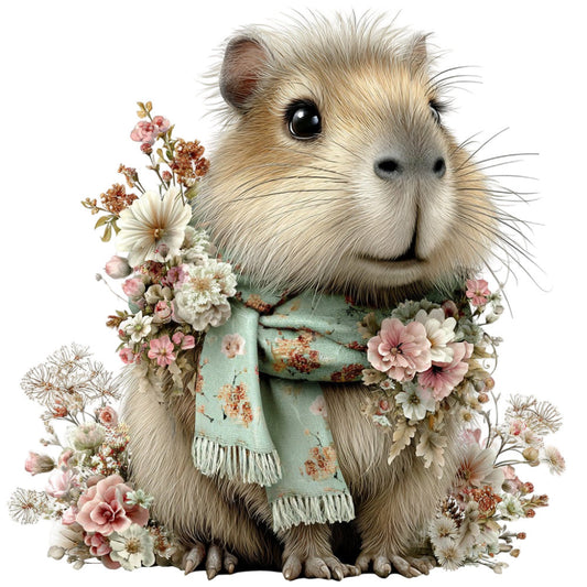 Whimsical Fall Autumn Capybara Fabric Panel 37
