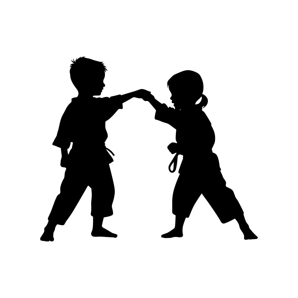 Karate Silhouette Fabric Panel 2