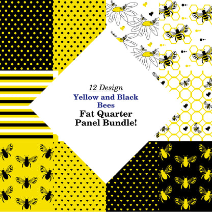 Yellow and Black Bees Fat Quarter Bundle