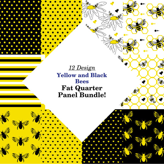 Yellow and Black Bees Fat Quarter Bundle
