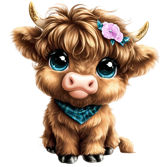 Adorable Highland Cows Fabric Panel 12