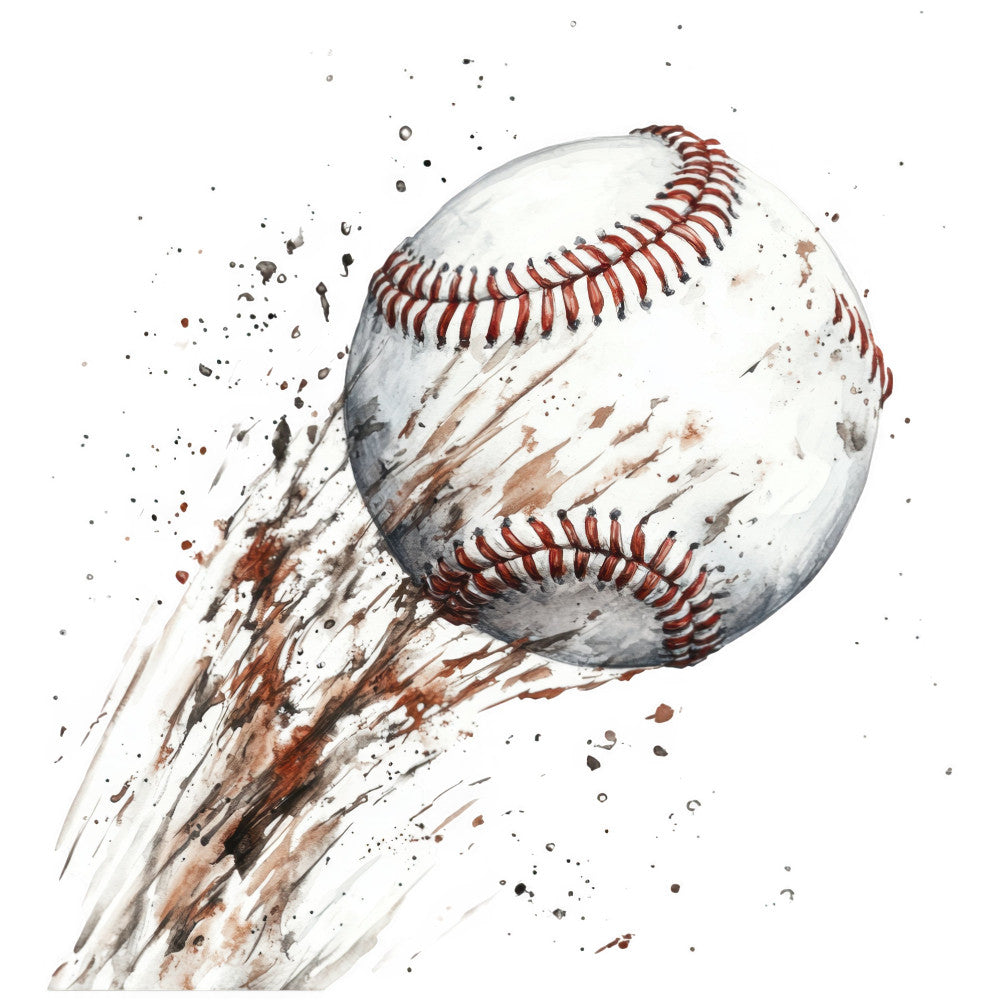 Watercolor Baseball Fabric Panel 22