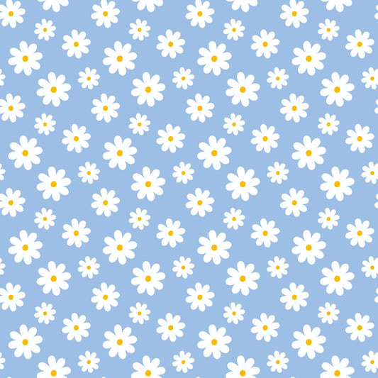 Daily Deal: Periwinkle Dreams White Daisies on Periwinkle Quilting Cotton Fabric - 45" x 3 Yards"
