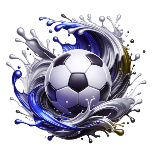Watercolor Soccer Ball and Splash Fabric Panel 5