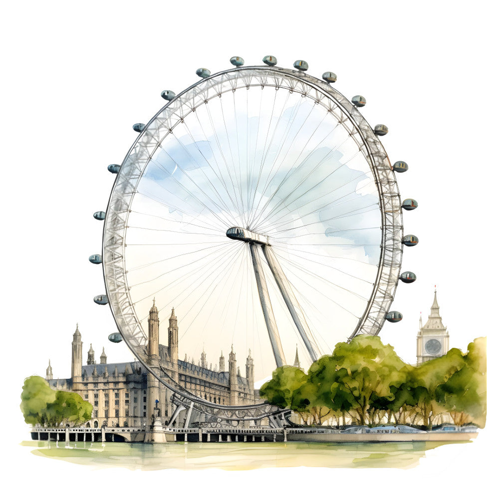 Watercolor Hello London Fabric Panel 17
