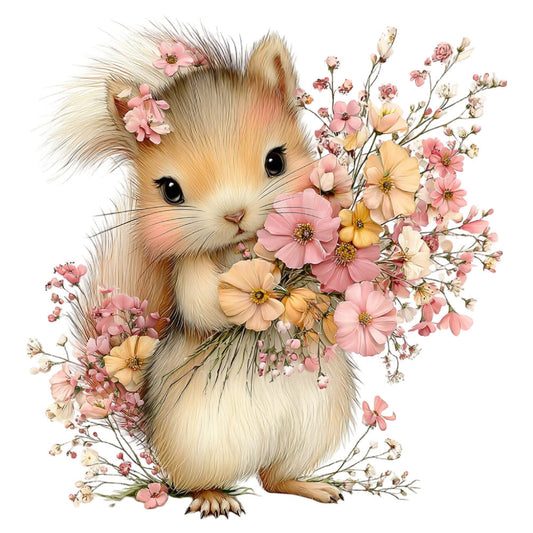 Whimsical Summer Squirrel Fabric Panel 39