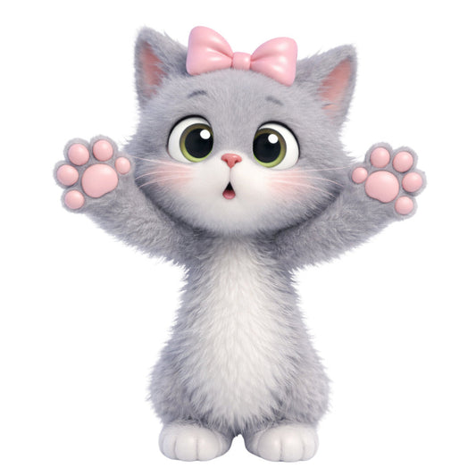 Cute Gray Cat Fabric Panel 6