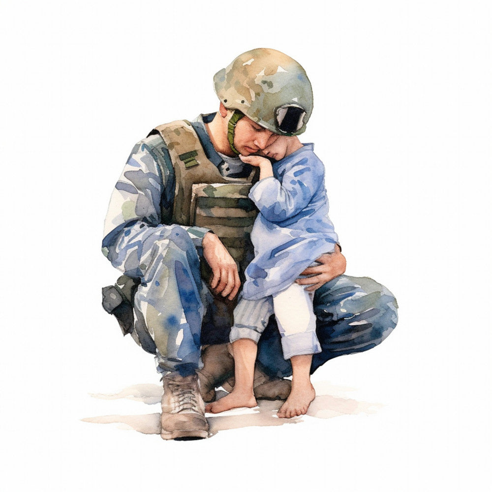 Watercolor Military Fabric Panel 16