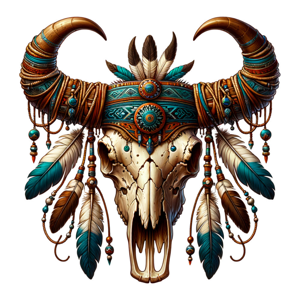 Tribal Skulls Fabric Panel 2