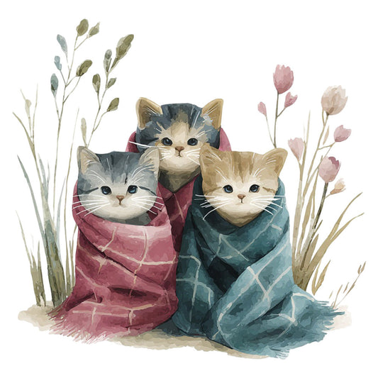 Watercolor Kitten Fabric Panel 9