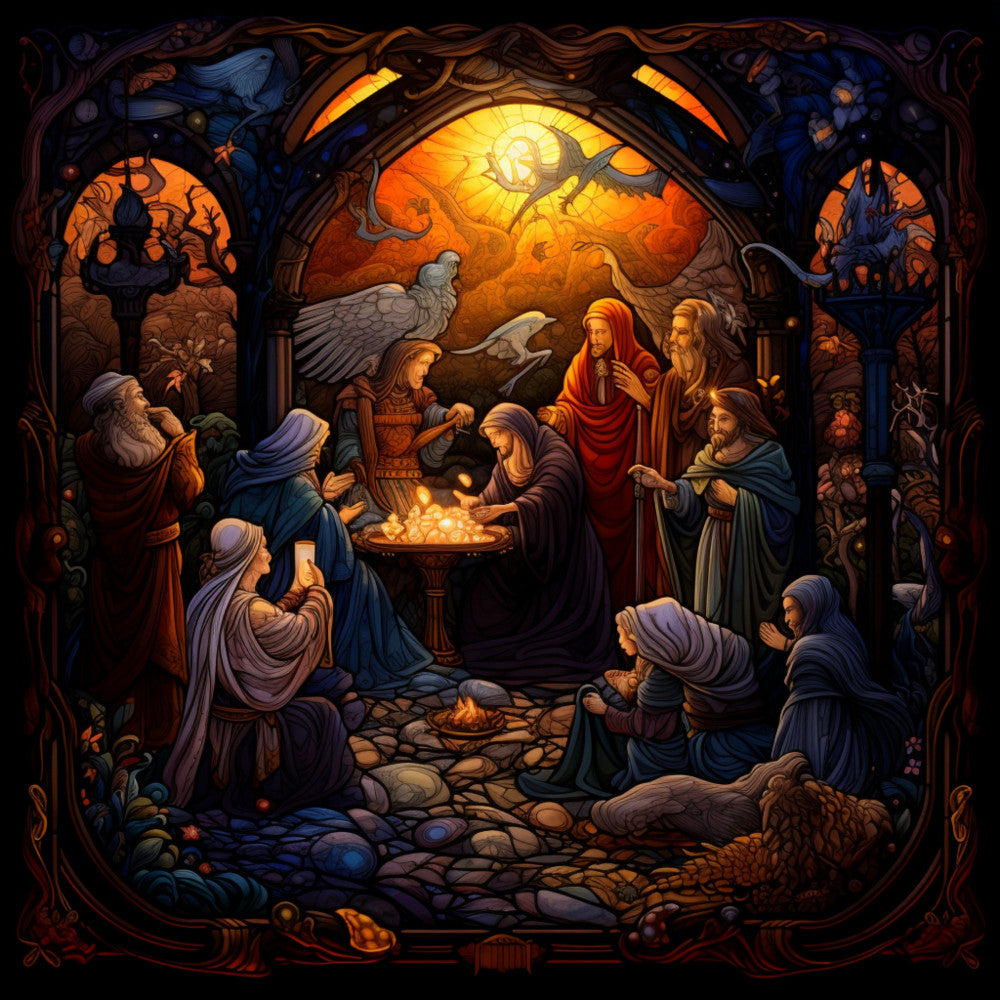 Nativity Stained Glass Fabric Panel 4