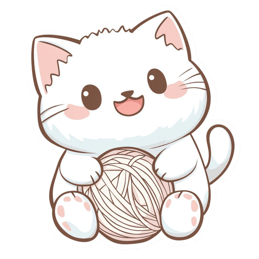 White Kawaii Cat Fabric Panel 22