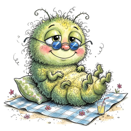 Summer Whimsical Caterpillar Fabric Panel 22