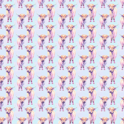 Funky Highland Cows Pattern 8 Quilting Cotton Fabric