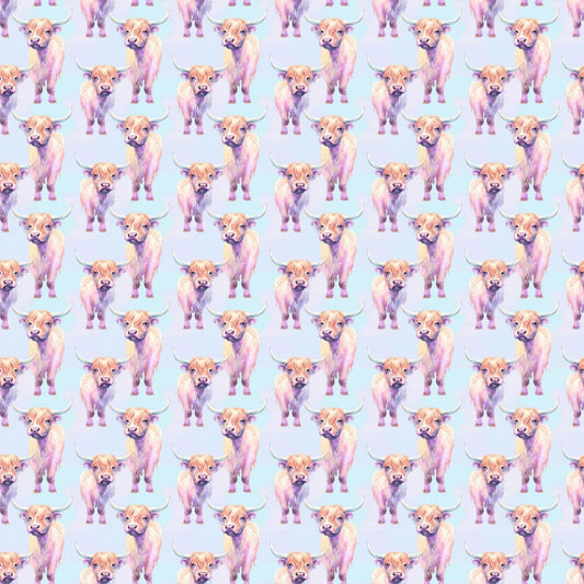 Funky Highland Cows Pattern 8 Quilting Cotton Fabric