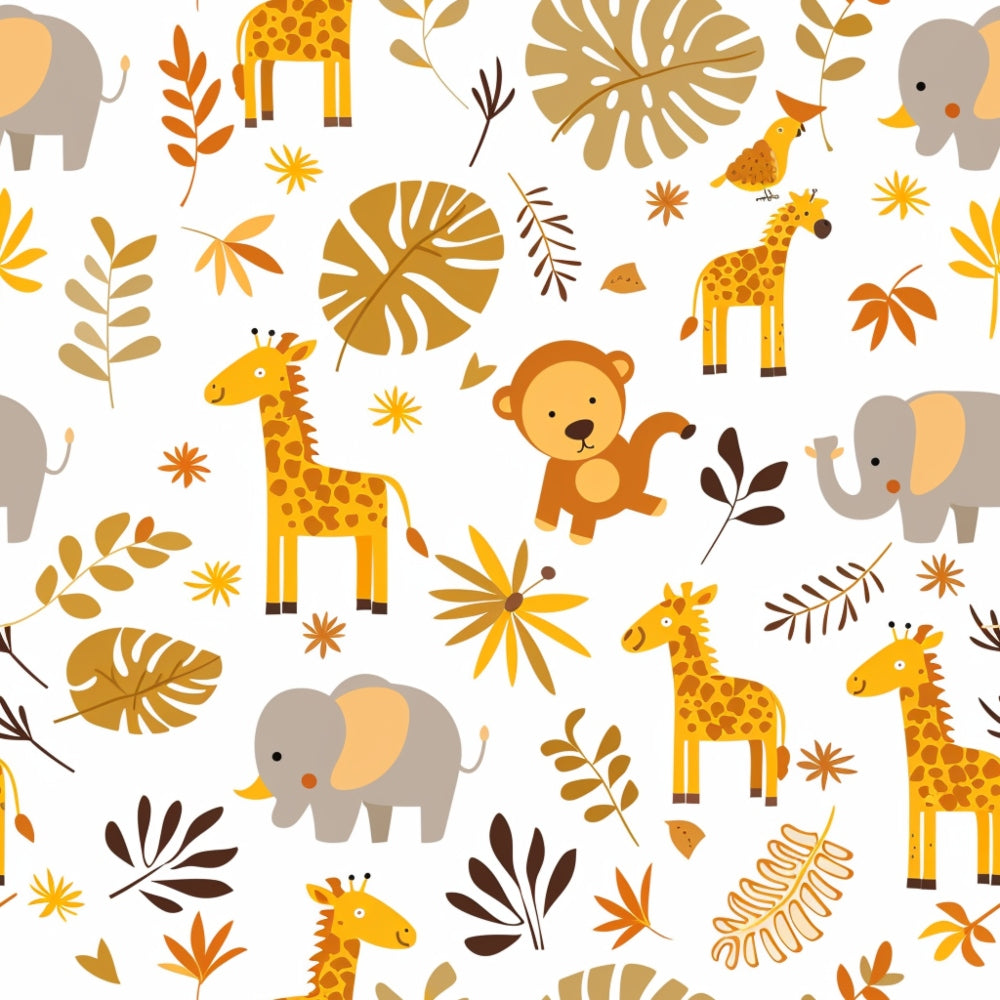 Daily Deal: Baby Safari Animals Pattern 5 Quilting Cotton Fabric - 45" x 1 Yard"