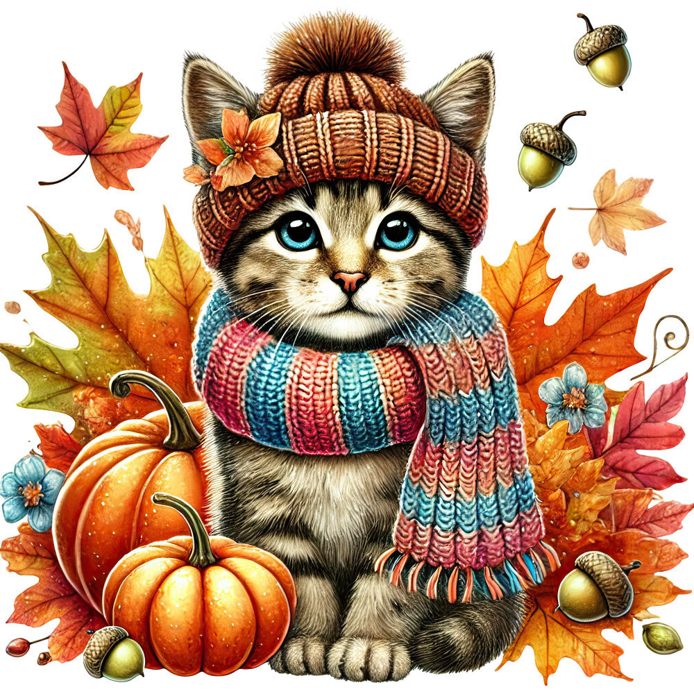 Autumn Cats Fabric Panel 108