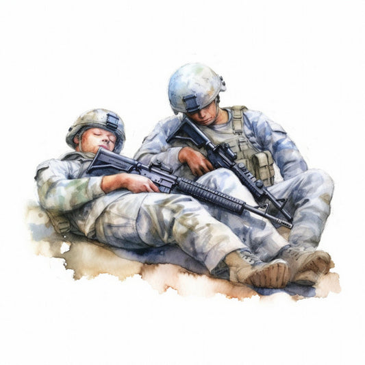 Watercolor Military Fabric Panel 26