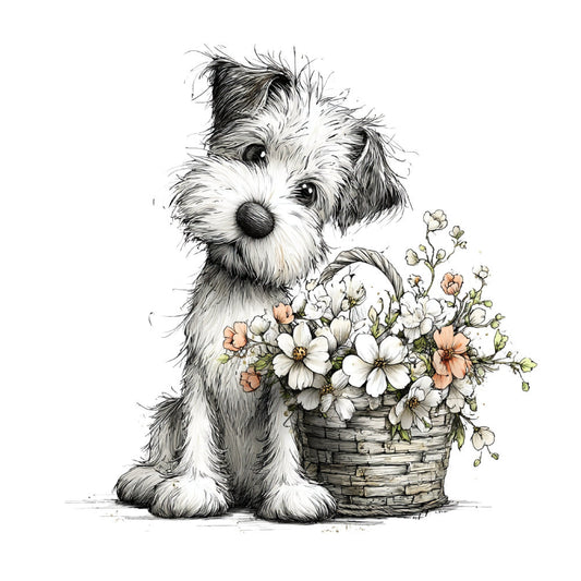 Whimsical Spring Dogs Fabric Panel 17