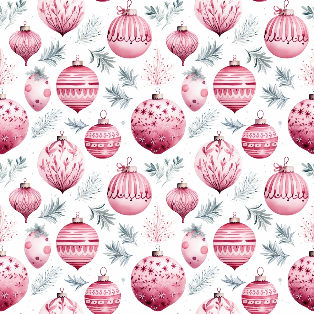 Daily Deal: Vintage Pink Christmas Pattern 9 Quilting Cotton Fabric - 45" x 1 Yard"