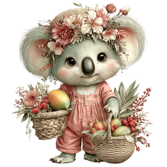 Summer Fruit Basket Animals Fabric Panel 20