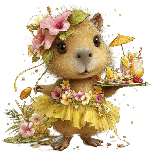 Whimsical Summer Capybara Fabric Panel 16