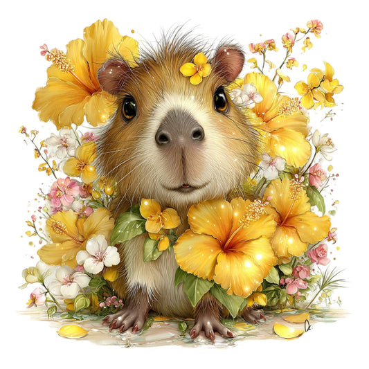 Whimsical Summer Capybara Fabric Panel 28