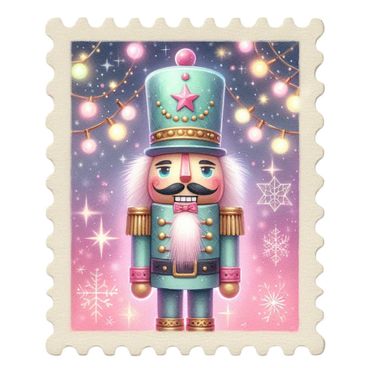 Nutcracker Postage Stamps Fabric Panel 13