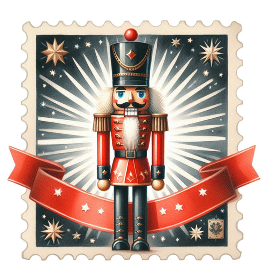 Nutcracker Postage Stamps Fabric Panel 22