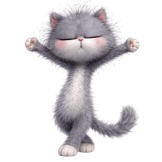 Cute Gray Cat Fabric Panel 2