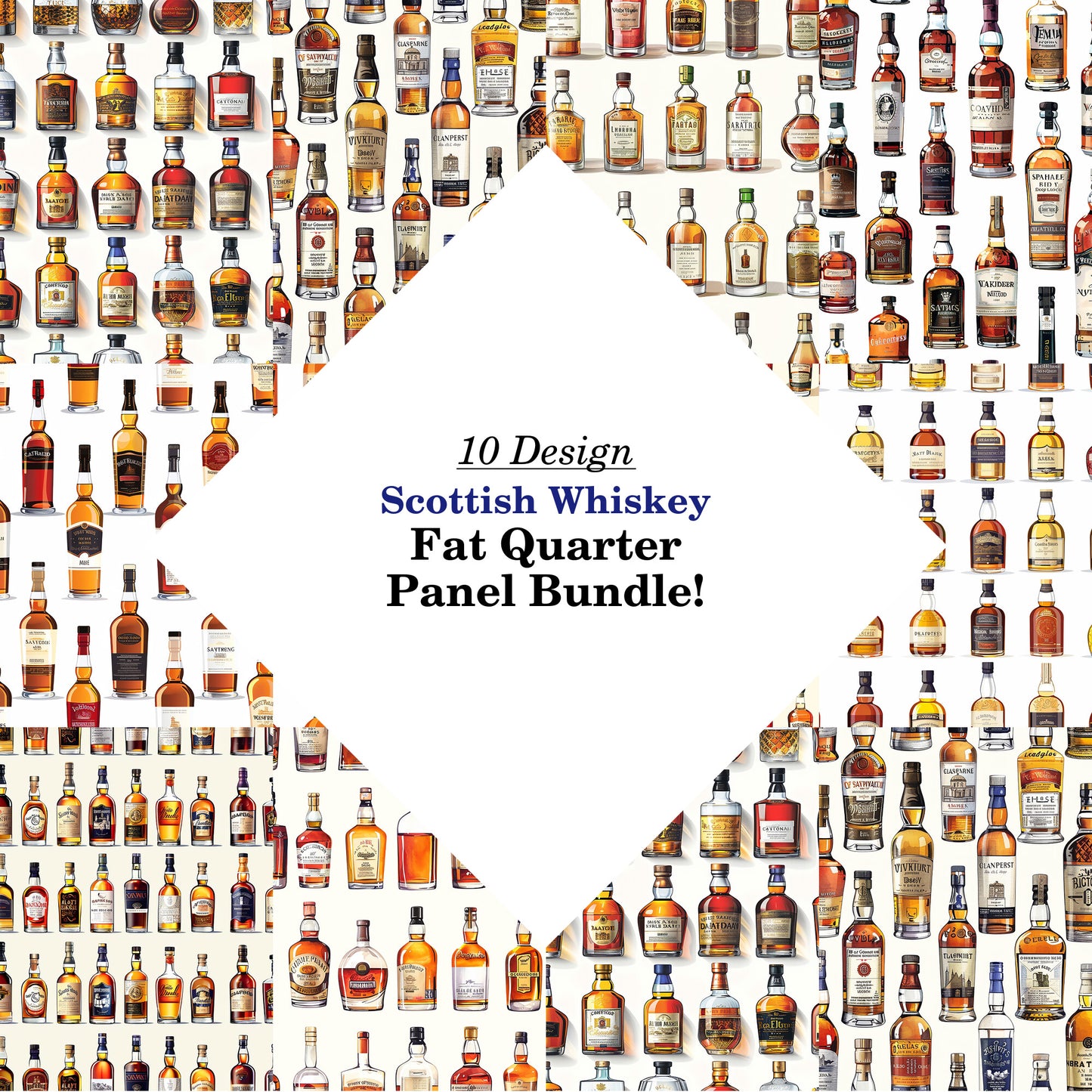 Scottish Whiskey Fat Quarter Bundle