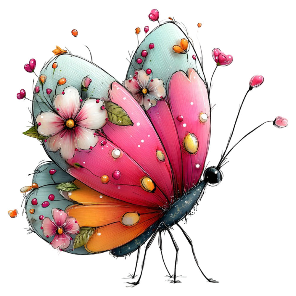 Whimsical Summer Butterfly Fabric Panel 35