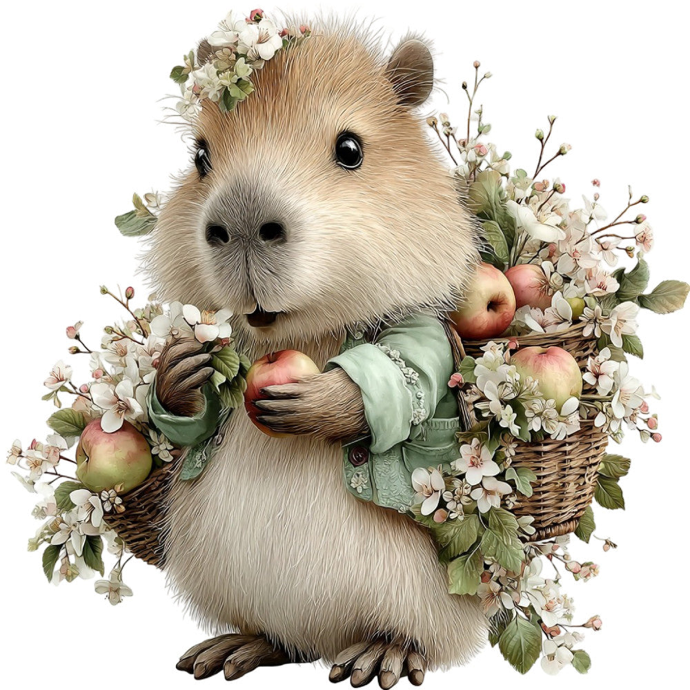 Whimsical Fall Autumn Capybara Fabric Panel 13