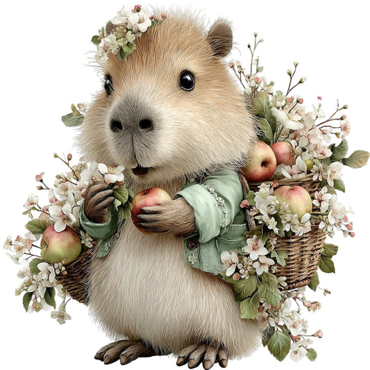 Whimsical Fall Autumn Capybara Fabric Panel 13