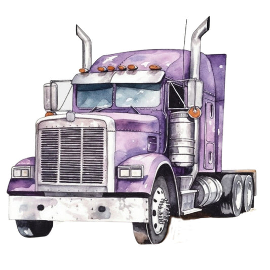 Watercolor Semi Truck Fabric Panel 11