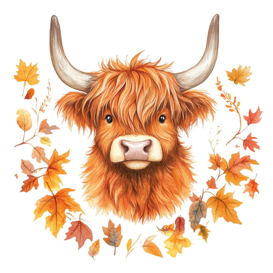Autumn Highland Cow Fabric Panel 8