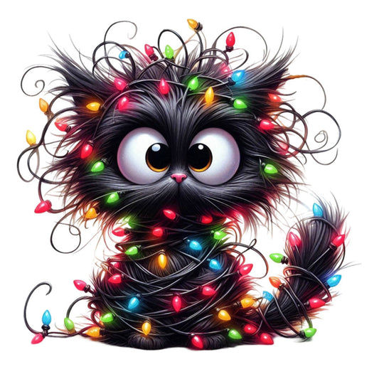 Tangled Christmas Cat Fabric Panel 20