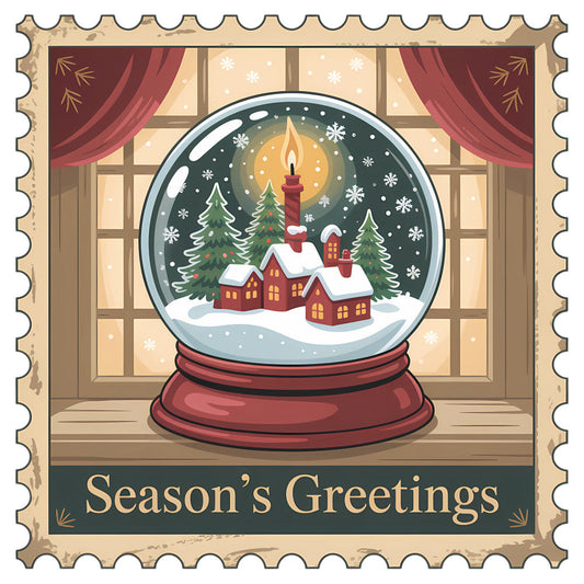 Vintage Christmas Stamps Fabric Panel 19
