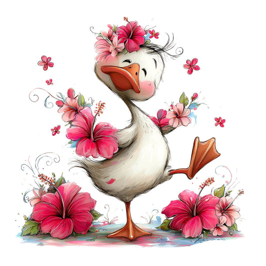 Whimsical Summer Goose Fabric Panel 1