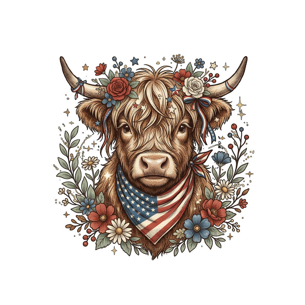 Highland Cows Art Fabric Panel 9